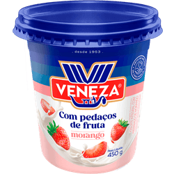 IOGURTE INTEGRAL VENEZA 450G PEDACOS MORANGO
